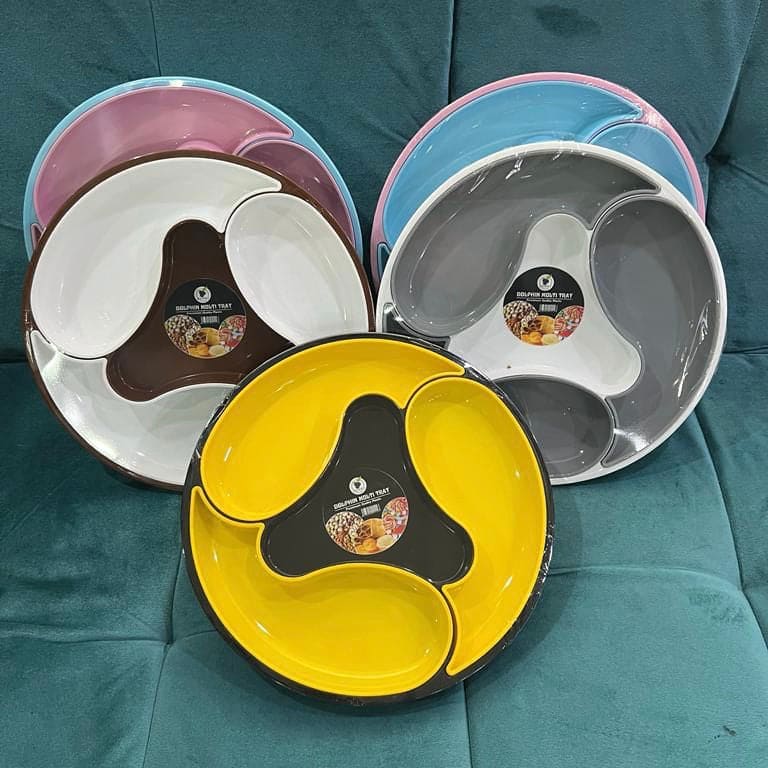 4 Compartment Dolphin Tray, Sasuke Food Divided Serving Plate, Multifunctional Food Storage Plate 4 Compartment Dolphin Tray, Sasuke Food Divided Serving Plate, Multifunctional Food Storage Plate
